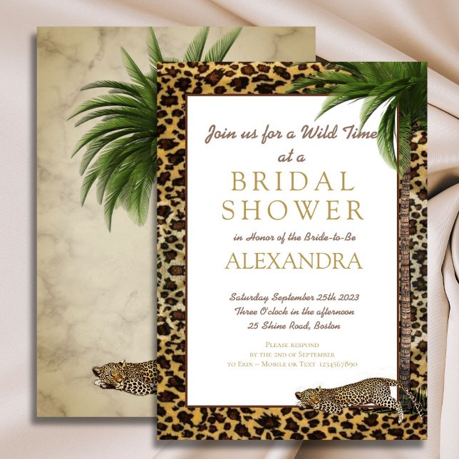 Leopard Animal Print Elegant Palm Bridal Shower Invitation (Creator Uploaded)