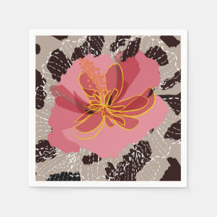 Leopard Animal Print Floral Napkin
