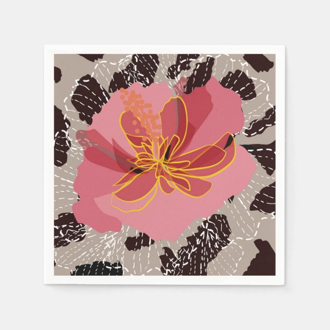 Leopard Animal Print Floral Napkin (Front)