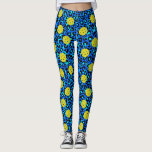 Leopard Animal Print Fun Blue Yellow Pickleball Leggings<br><div class="desc">Take your game up a notch with these fun pickleball leggings featuring yellow pickleballs set against a background of a blue leopard animal print.  Great for everyday rec play,  tournament play or just running around town.</div>