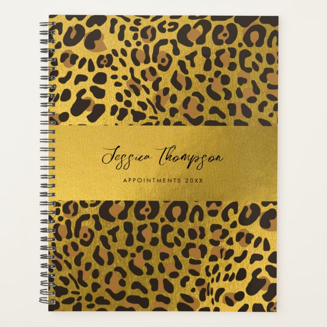 Leopard Animal Print Gold Foil Appointment Book Planner (Front)