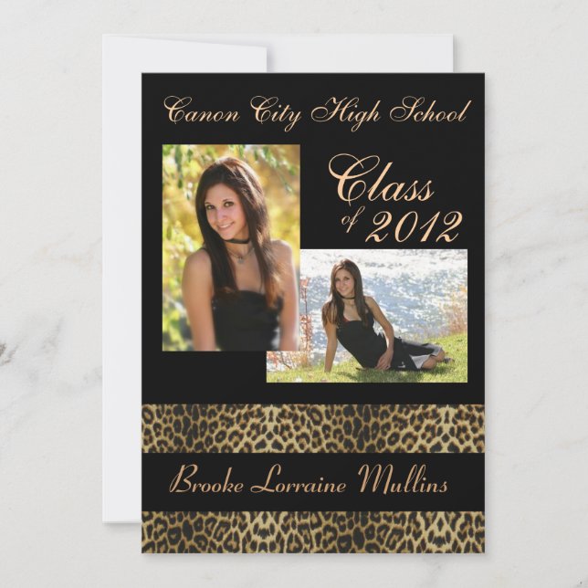 Leopard animal print graduation announcement (Front)