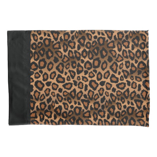 Leopard Animal Print in Brown and Black Pillowcase (Front)