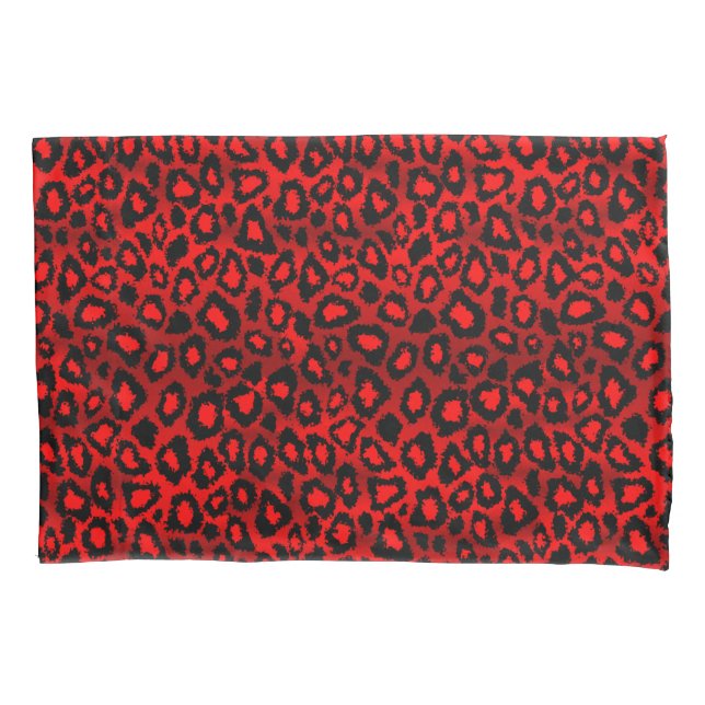 Leopard Animal Print in Red Pillowcase (Front)