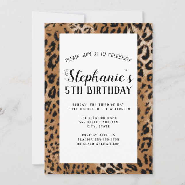 Leopard Animal Print Kids Birthday Party Invitation (Front)