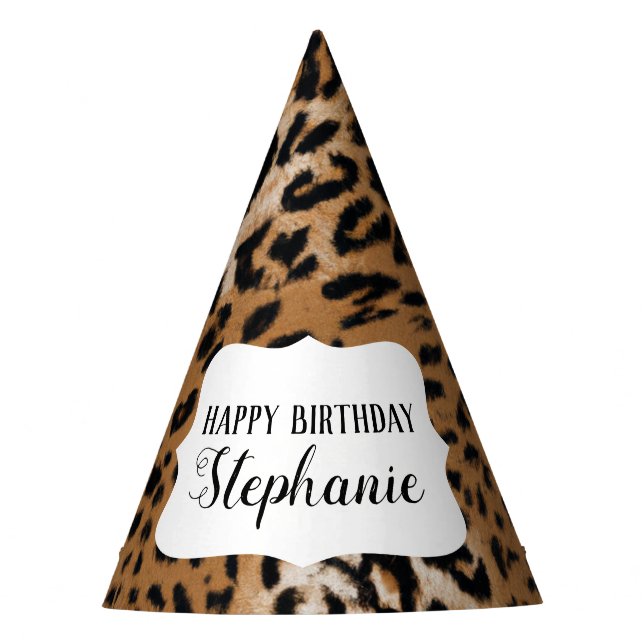 Leopard Animal Print Kids Birthday Party Party Hat (Front)
