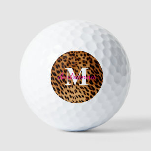 Leopard Animal Print Monogram Golf Balls