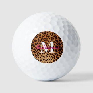 Leopard Animal Print Monogram Golf Balls