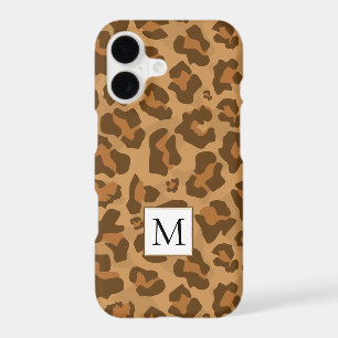 Leopard animal print, monogram in tones of brown