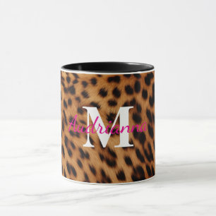 Leopard Animal Print Monogram Mug