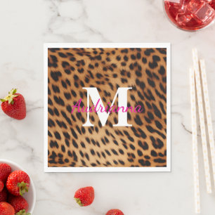 Leopard Animal Print Monogram Napkin