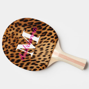 Leopard Animal Print Monogram Ping Pong Paddle