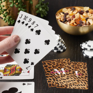 Leopard Animal Print Monogram Playing Cards