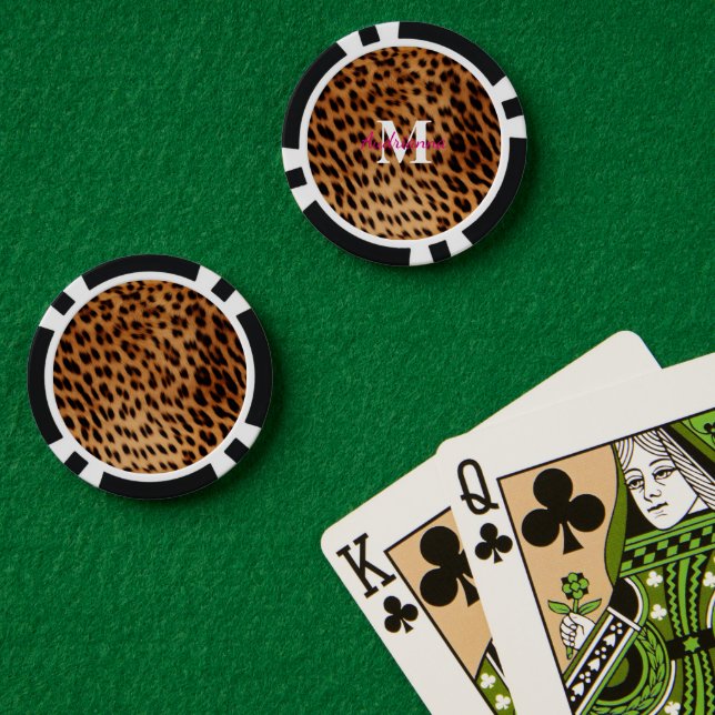 Leopard Animal Print Monogram Poker Chips (Poker Table (Double))