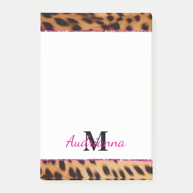 Leopard Animal Print Monogram Post-it Notes (Front)