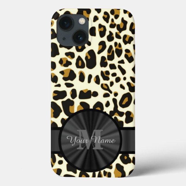 Leopard animal print monogrammed Case-Mate iPhone case (Back)