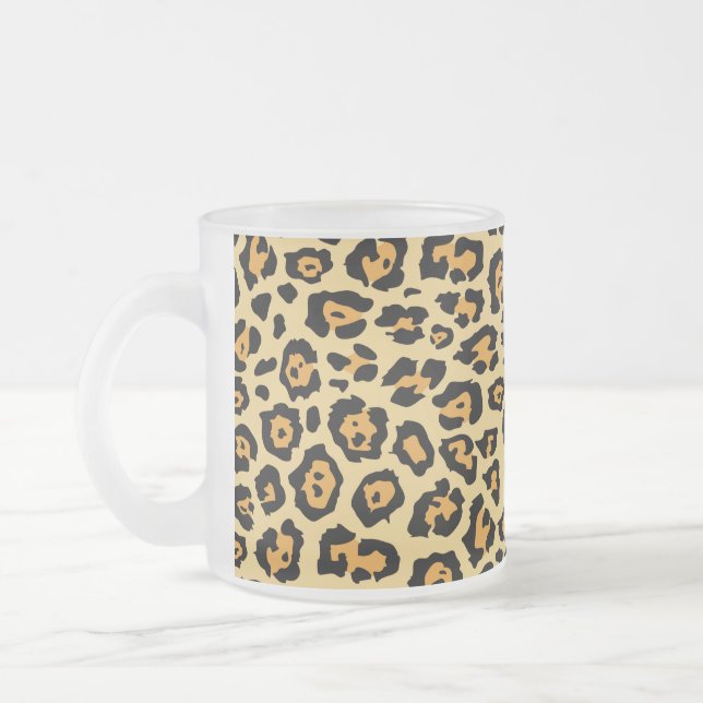 Leopard Animal Print Pattern Frosted Glass Coffee Mug (Left)