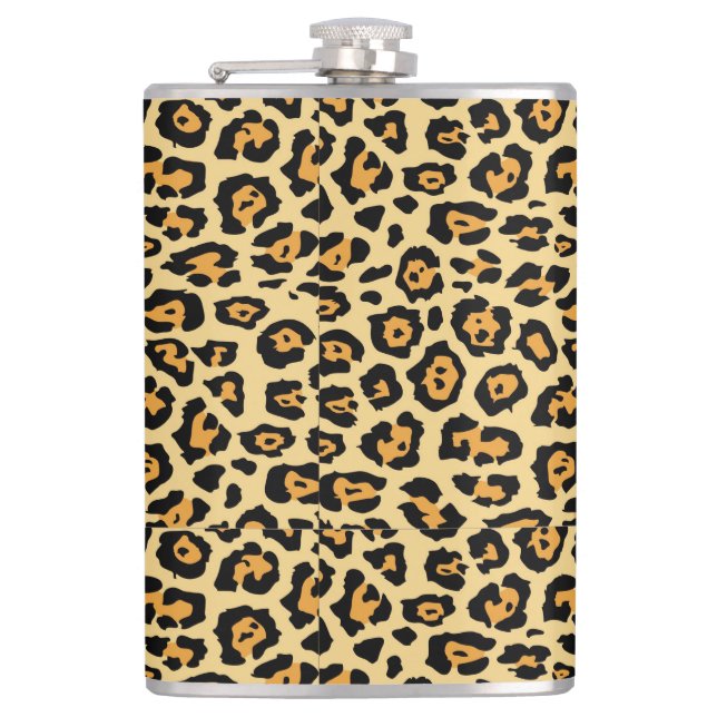 Leopard Animal Print Pattern Hip Flask (Front)