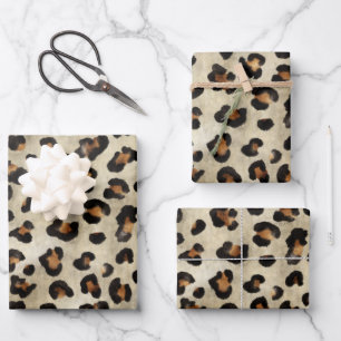 Leopard Animal Print Pattern In Beige And Brown Wrapping Paper Sheet