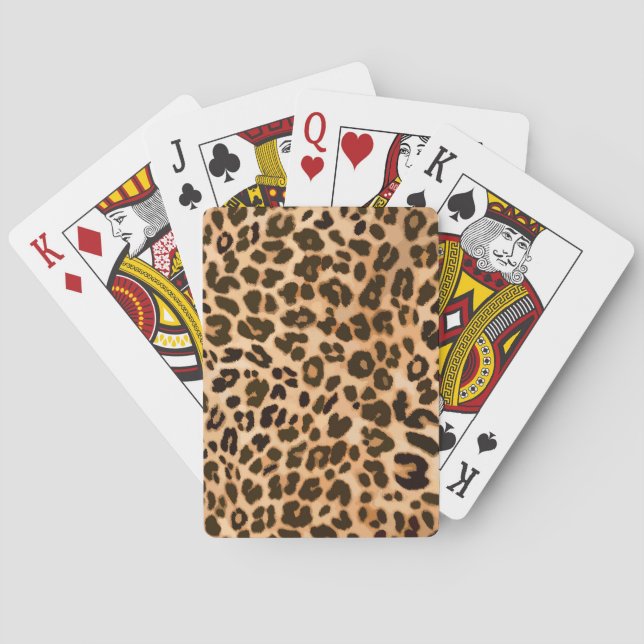 Leopard animal print pattern playing cards (Back)