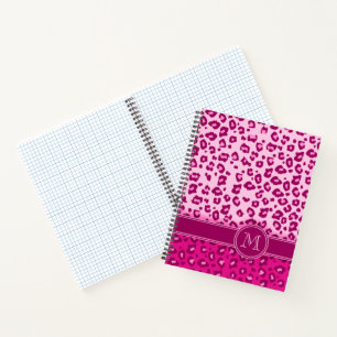 Leopard animal print pink monogram with quick ref notebook