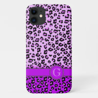 Leopard animal print purple monogram
