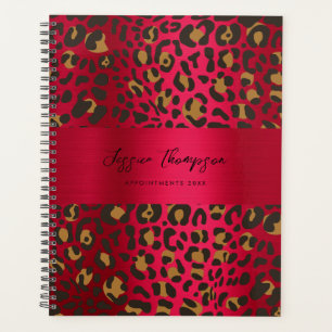 Leopard Animal Print Red Burgundy Metallic Planner