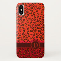 Leopard animal print reds monogram iphone case