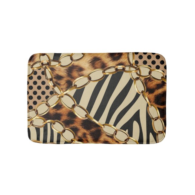 Leopard Animal Print Seamless Pattern Bath Mat (Front)