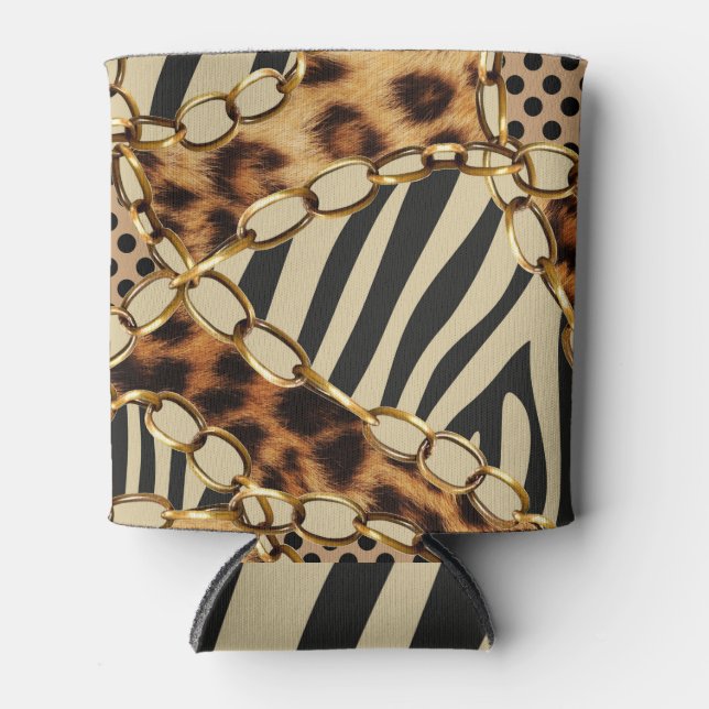Leopard Animal Print Seamless Pattern Can Cooler (Front)