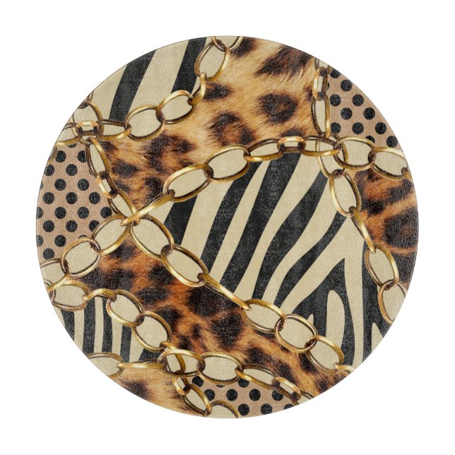 Leopard Animal Print Seamless Pattern Cutting Board (Front)