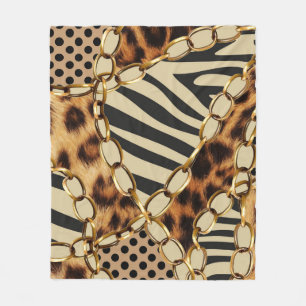 Leopard Animal Print Seamless Pattern Fleece Blanket