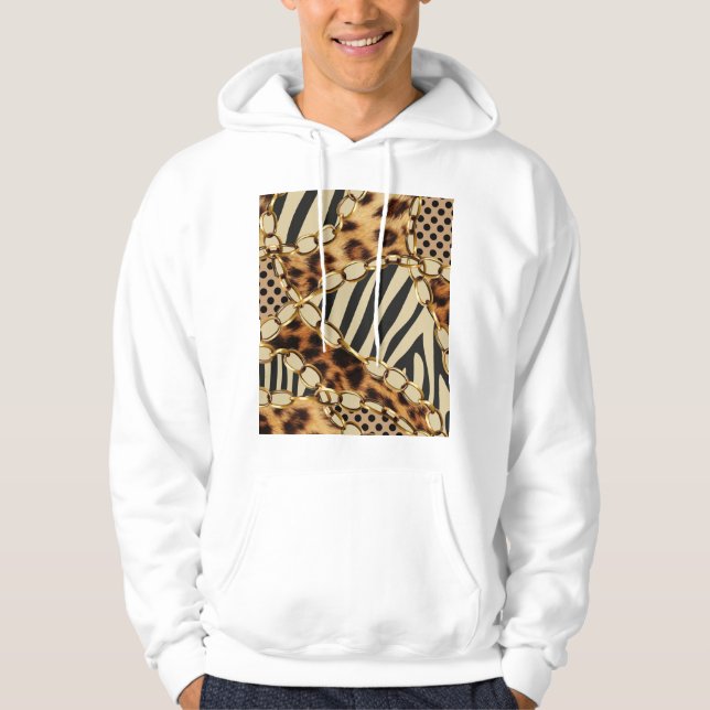 Leopard Animal Print Seamless Pattern Hoodie (Front)