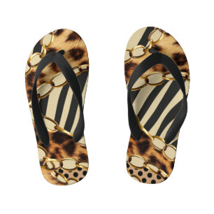 Leopard Animal Print Seamless Pattern Kid's Flip Flops