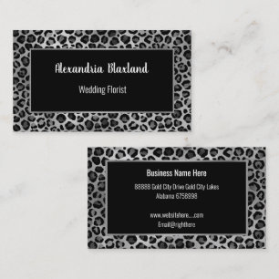 LEOPARD ANIMAL PRINT SILVER BLACK BUSINESS CARD