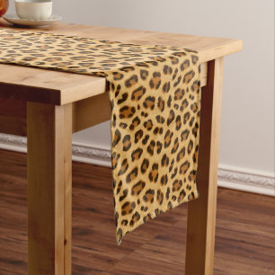 Leopard Animal Print Skin Pattern Short Table Runner