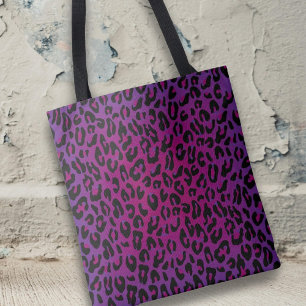 Leopard Animal Print Stylish Pink Purple Ombre Tote Bag