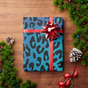 Leopard Animal Print Stylish Purple Ombre Wrapping Paper