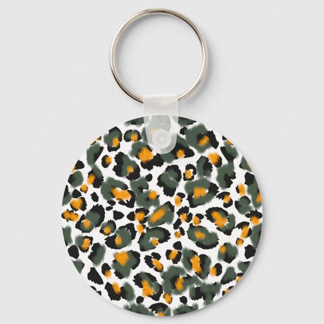 Leopard Animal Print Texture Background Key Ring (Front)