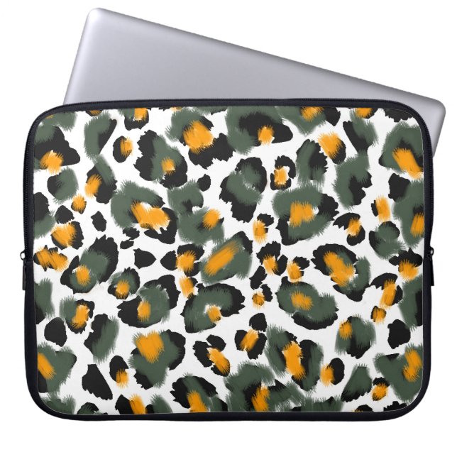 Leopard Animal Print Texture Background Laptop Sleeve (Front)