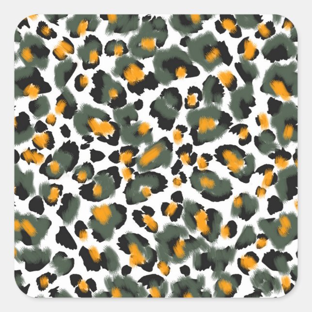 Leopard Animal Print Texture Background Square Sticker (Front)