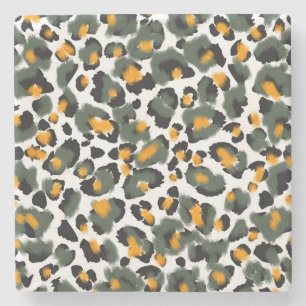 Leopard Animal Print Texture Background Stone Coaster