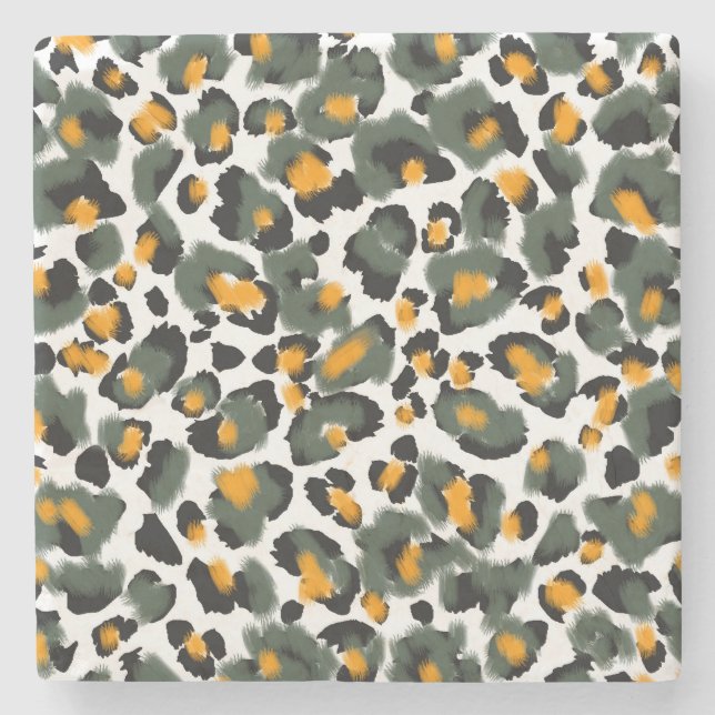 Leopard Animal Print Texture Background Stone Coaster (Front)
