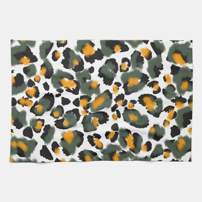 Leopard Animal Print Texture Background Tea Towel (Horizontal)