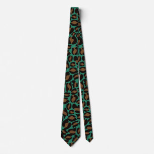 Leopard Animal Print Wedding Groomsmen Green Tie