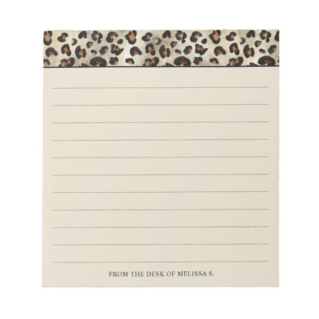 Leopard Animal Print With Lines And Custom Text Notepad (Front)
