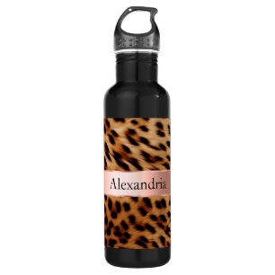 Leopard Animal Rose Pink Ribbon Name 710 Ml Water Bottle