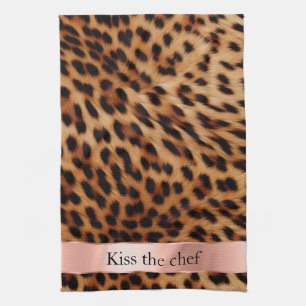 Leopard Animal Rose Pink Ribbon Quote Tea Towel