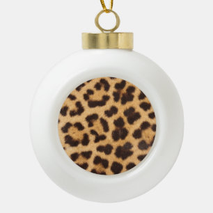 Leopard Animal Skin Print Ceramic Ball Christmas Ornament