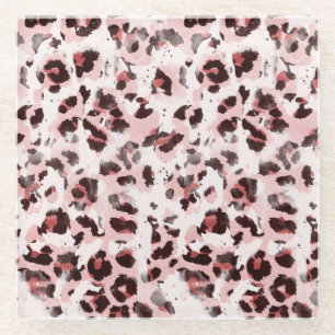 Leopard Animal Skin: Tie Dye Elegance. Glass Coaster